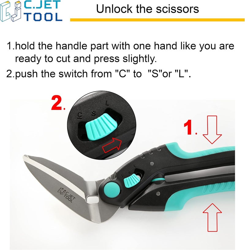 C.JET TOOL 10" Heavy Duty Carpet Cutter, Industrial Scissors, Multipurpose, Professional Soft Grip Stainless Steel (Turquoise) - Image 2